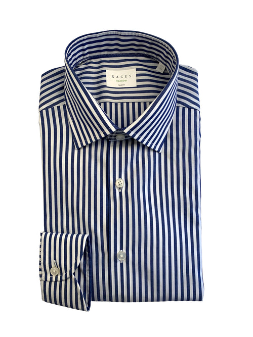Xacus camicia Travel shirt bianco/blu da uomo,WF531ML 31820