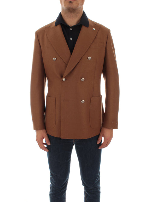 Luigi Bianchi Mantova blazer doppiopetto cammello da uomo,2653 22508
