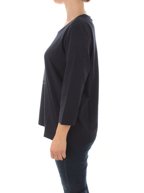 Persona By Marina Rinaldi VALDA T-shirt in cotone stretch da donna blu