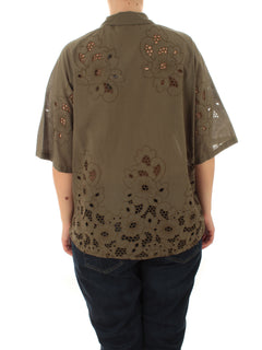 Elena Mirò camicia ricamata da donna verde militare