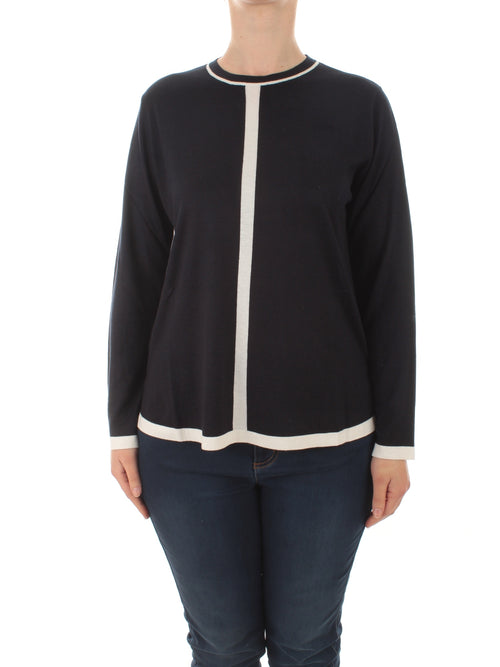 Persona By Marina Rinaldi ACROPOLI maglia in misto seta da donna blu navy/bianco
