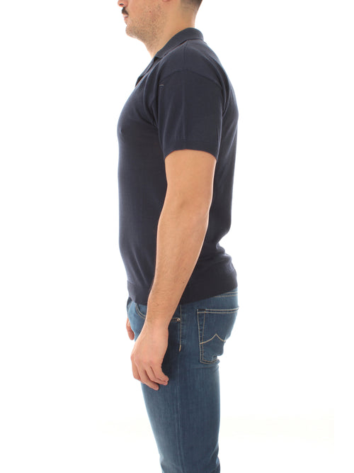 Irish Crone polo in cotone da uomo blu