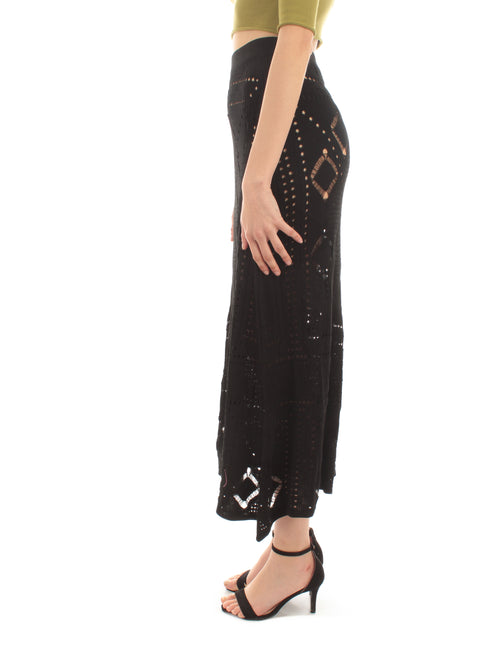 Akep gonna in maglia di viscosa in punto pizzo da donna nero