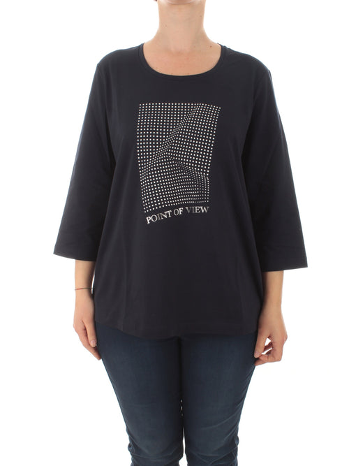 Persona By Marina Rinaldi VALDA T-shirt in cotone stretch da donna blu