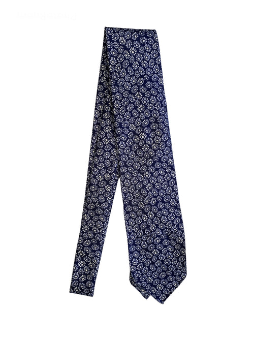 Ulturale cravatta 7 pieghe in seta da uomo blu