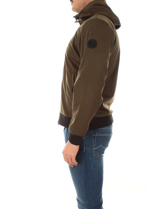 Woolrich felpa con zip in softshell da uomo dark green