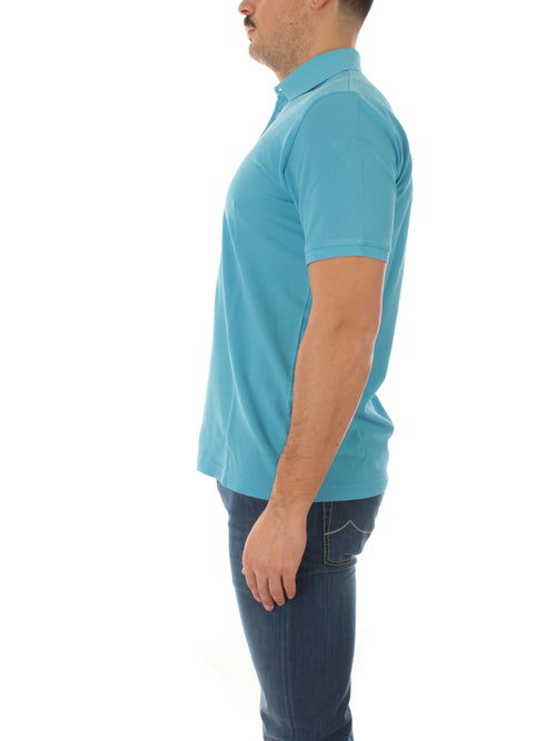 Fedeli WIND polo in piquet di cotone da uomo azzurro