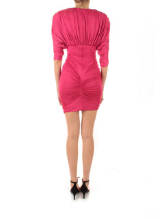 Atelier Legora abito in jersey drappeggiato da donna fucsia
