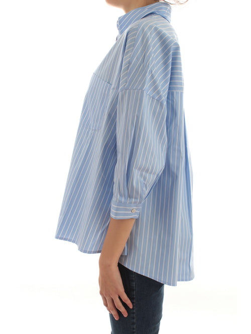 Emme Marella ADRIANA camicia over da donna azzurro rigato