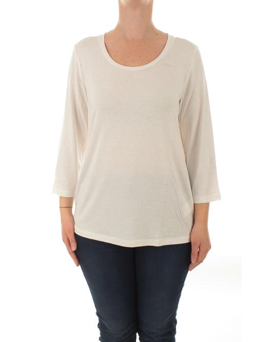Persona By Marina Rinaldi VANNA T-shirt in jersey da donna bianco seta