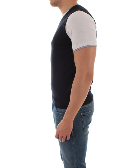 Bruto gilet paricollo in cotone da uomo blu, 55168 18190