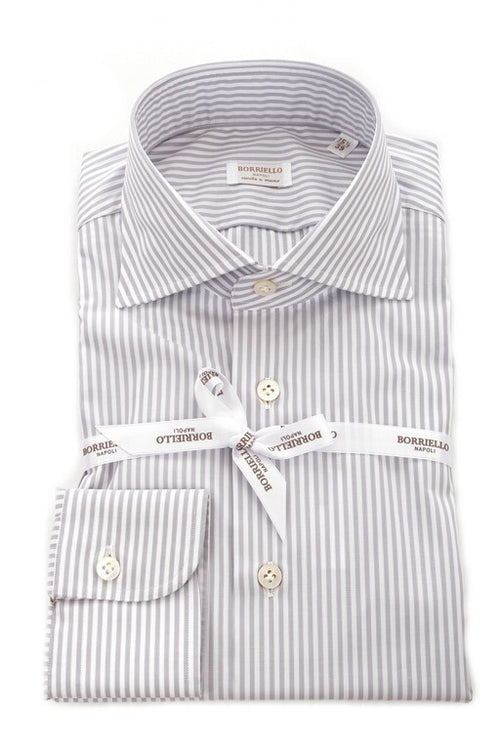 Borriello camicia rigata da uomo bianco/grigio,9200