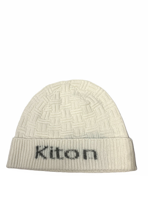 Kiton berretto in maglia con logo da uomo bianco,UCAPP04X0285A01002
