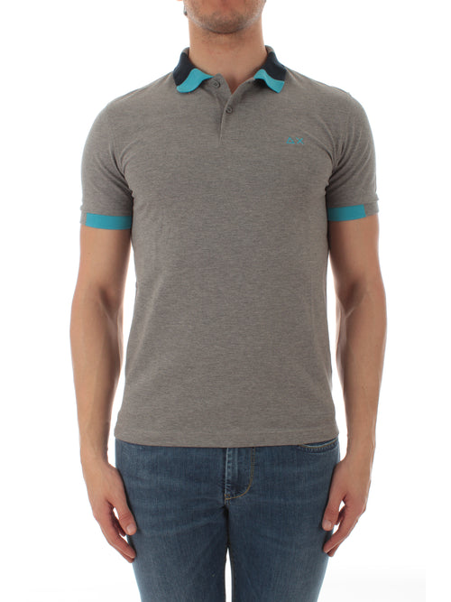 Sun 68 polo logo fluo multicolor da uomo grigio medio,A32121