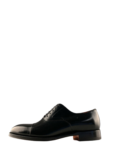 Santoni stringata in pelle black da uomo,MCRO04508JB2IOBRN01