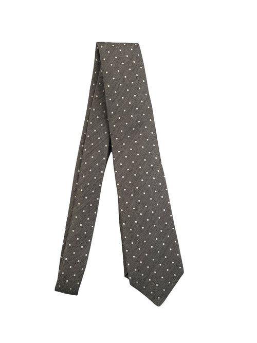 Luigi Borrelli cravatta 7 pieghe in seta da uomo grigio scuro/bianco,CR4502046