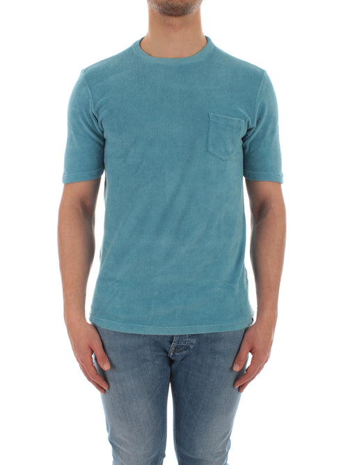 Bruto T-shirt in spugna di cotone celeste da uomo,60141 79802