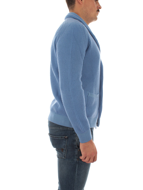 Fedeli TERMINILLO cardigan in maglia da uomo celeste,5UIF7033