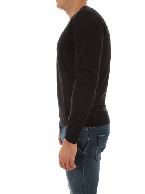 Fedeli ARGENTINA maglia in misto seta e cashmere nero da uomo,5UI07119