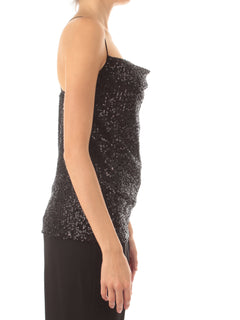 Atelier Legora top in full paillettes nero da donna,AT201