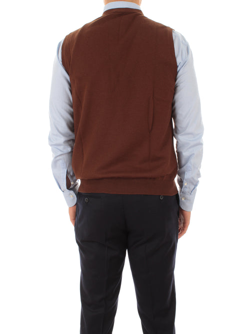 Barba gilet in lana da uomo marrone,1429658582