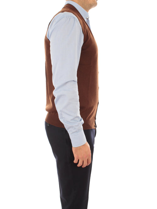 Barba gilet in lana da uomo marrone,1429658582