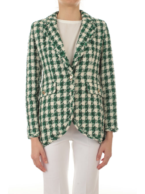 Emme Marella DISPLAY blazer in tweed da donna verde bandiera