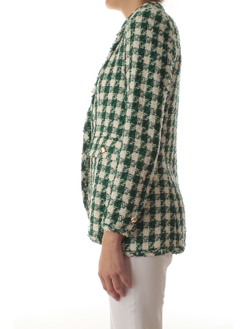 Emme Marella DISPLAY blazer in tweed da donna verde bandiera