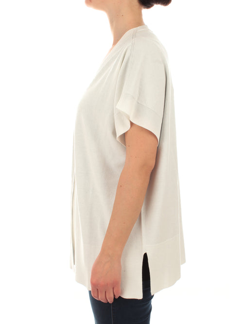 Persona By Marina Rinaldi MADRAS cardigan da donna bianco seta