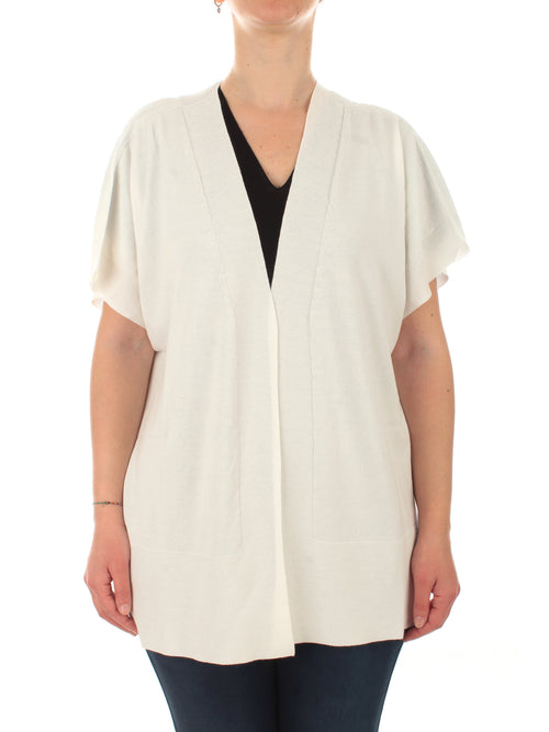 Persona By Marina Rinaldi MADRAS cardigan da donna bianco seta