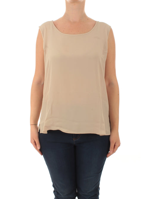 Persona By Marina Rinaldi BELLA top in misto seta da donna sabbia