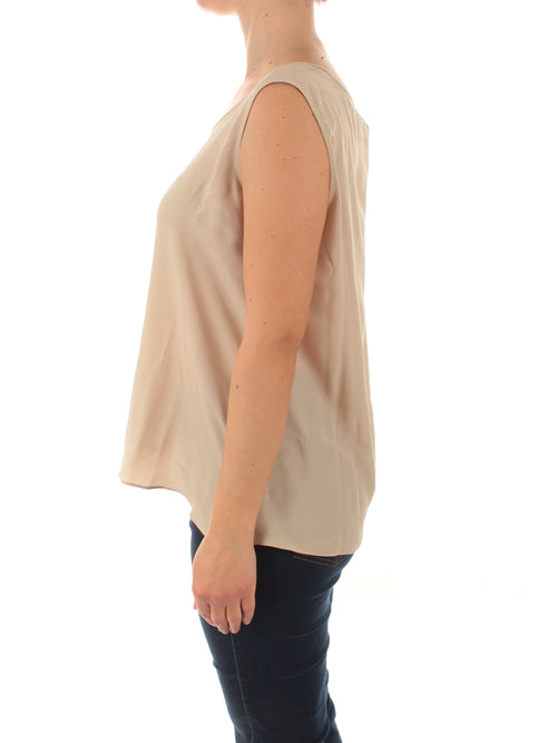 Persona By Marina Rinaldi BELLA top in misto seta da donna sabbia