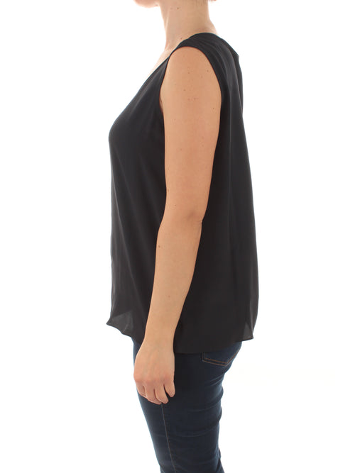 Persona By Marina Rinaldi BELLA top in misto seta da donna blu marino