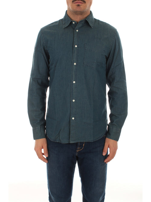 Aspesi camicia in denim lavato da uomo blu
