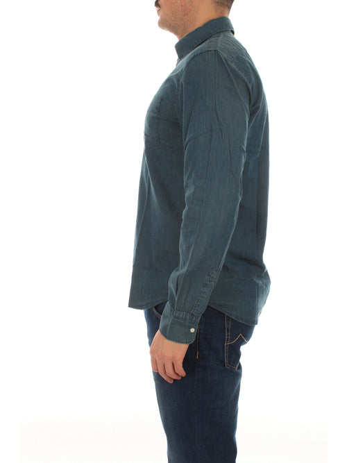 Aspesi camicia in denim lavato da uomo blu
