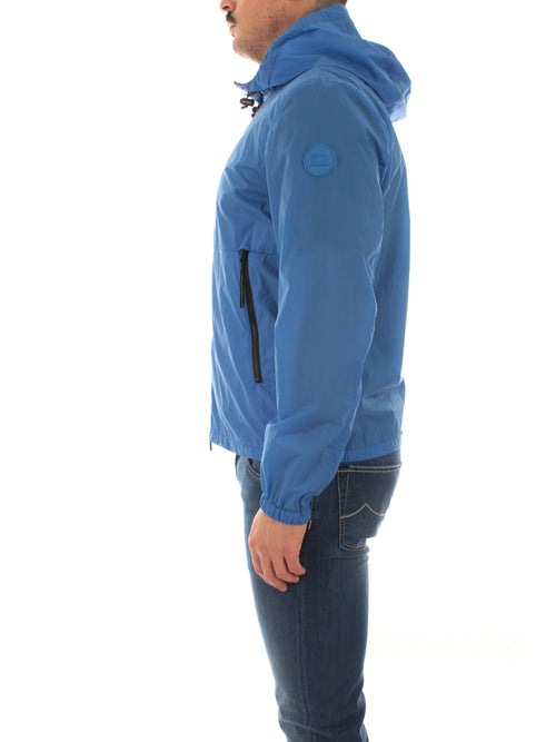 Woolrich giacca a vento ripiegabile in nylon crinkle da uomo campanula blue