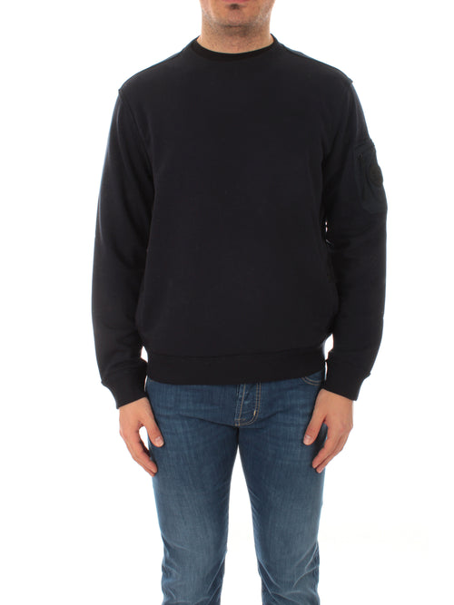 Woolrich felpa girocollo con tasche da uomo melton blue