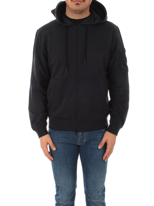 Woolrich EXTRA LIGHT FZ HOODIE felpa da uomo melton blue