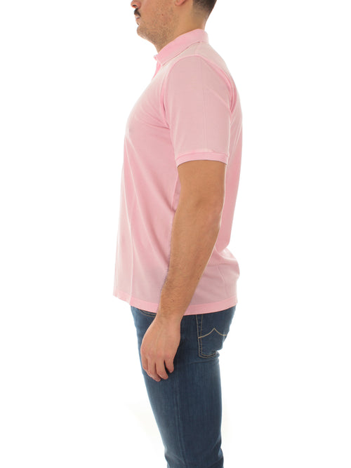 Fedeli WIND polo in piquet di cotone da uomo rosa
