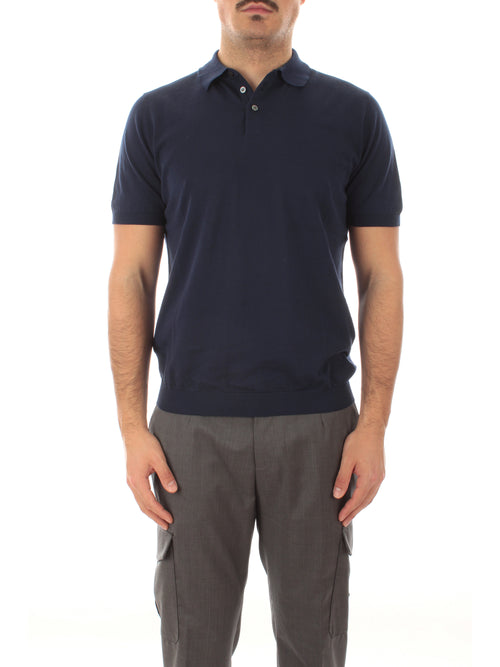 Drumohr polo a manica corta da uomo blu medio