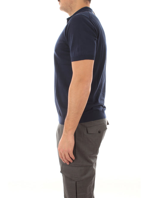 Drumohr polo a manica corta da uomo blu medio