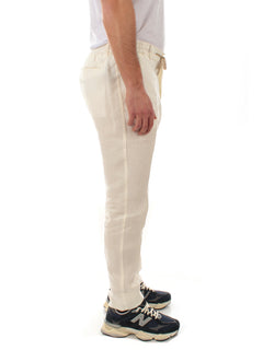 Berwich SPIAGGIA pantalone in lino da uomo white