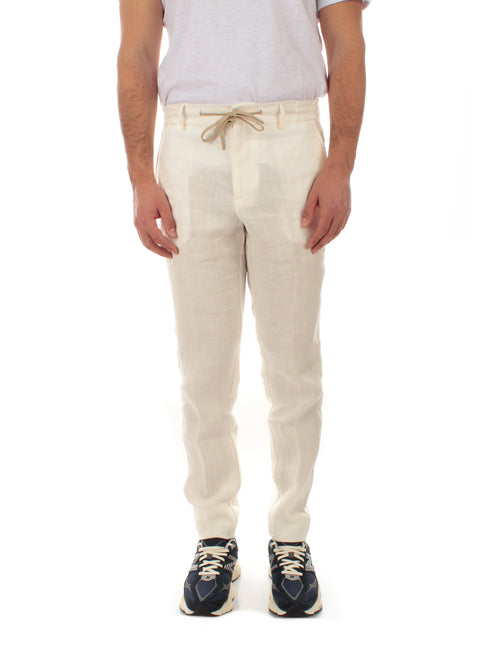 Berwich SPIAGGIA pantalone in lino da uomo white
