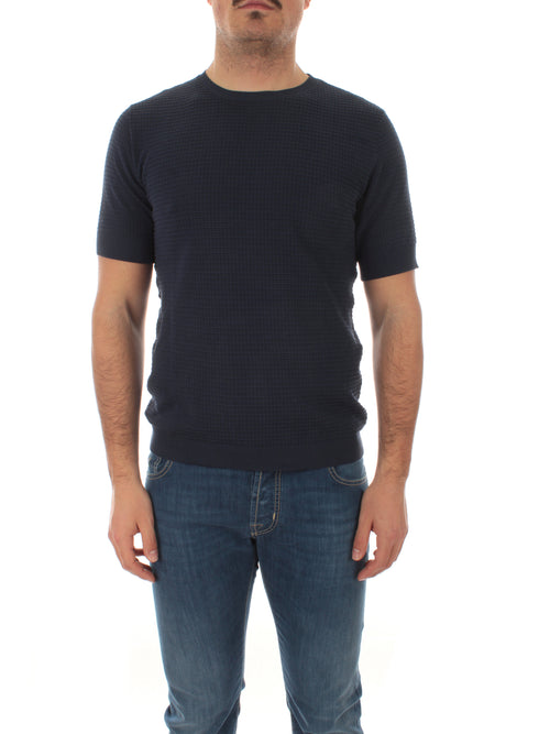 Irish Crone T-shirt in maglia lavorata da uomo blu