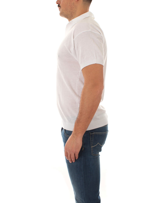 Irish Crone polo in cotone da uomo bianco