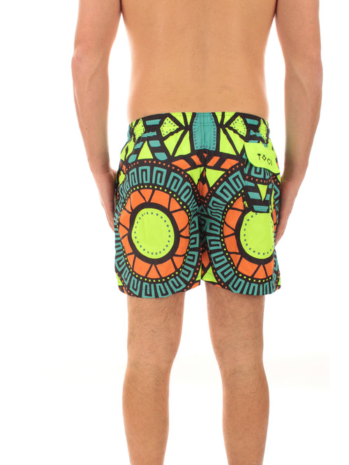 Tooco Beachwear IZAPA boxer mare a fantasia da uomo neon
