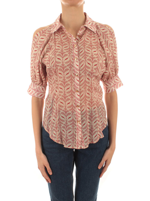 Annarita N camicia in raso da donna deco geometric