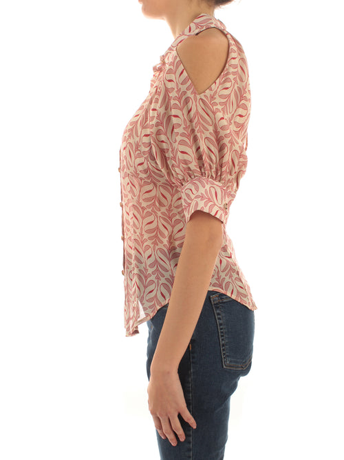 Annarita N camicia in raso da donna deco geometric