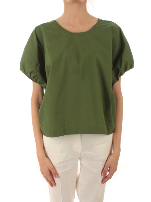 Akep blusa in popeline di cotone da donna oliva