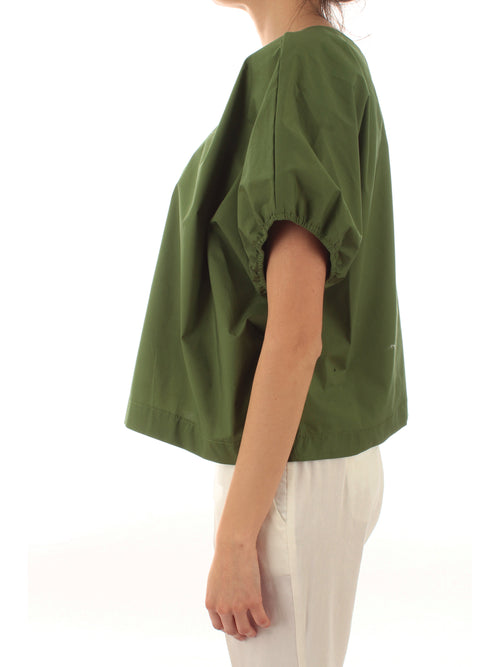 Akep blusa in popeline di cotone da donna oliva